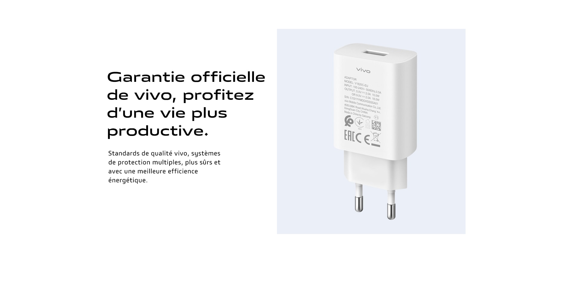 Vivo - Chargeur Secteur USB et Câble USB-C Puissance 33W Original Vivo  Blanc - Adaptateur Secteur Universel - Rue du Commerce