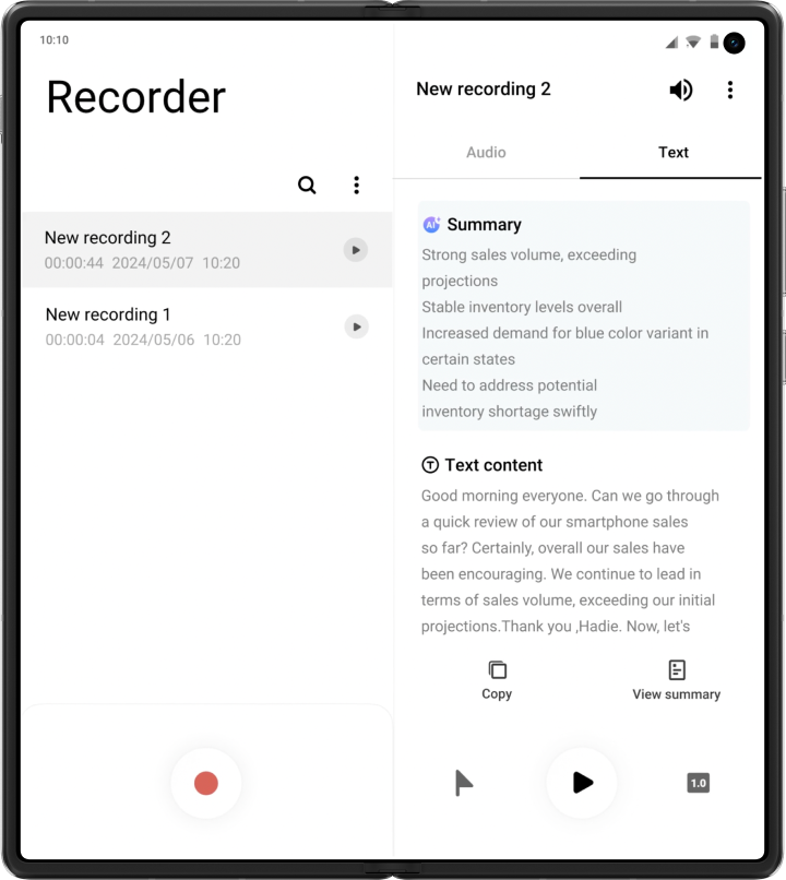 vivo X Fold3 Pro with AI Transcript Assist