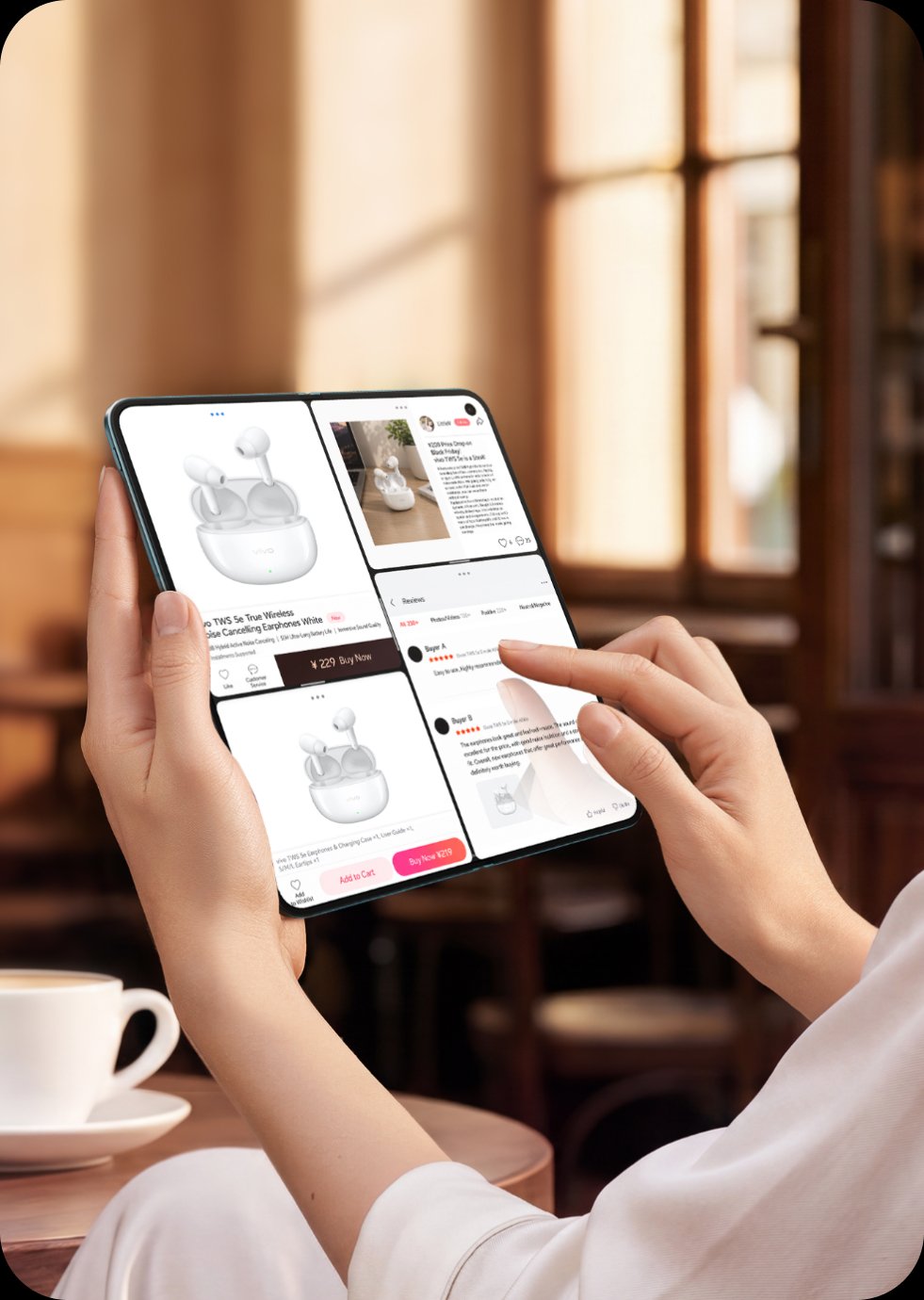 vivo X Fold6 with shopping multi-split screen