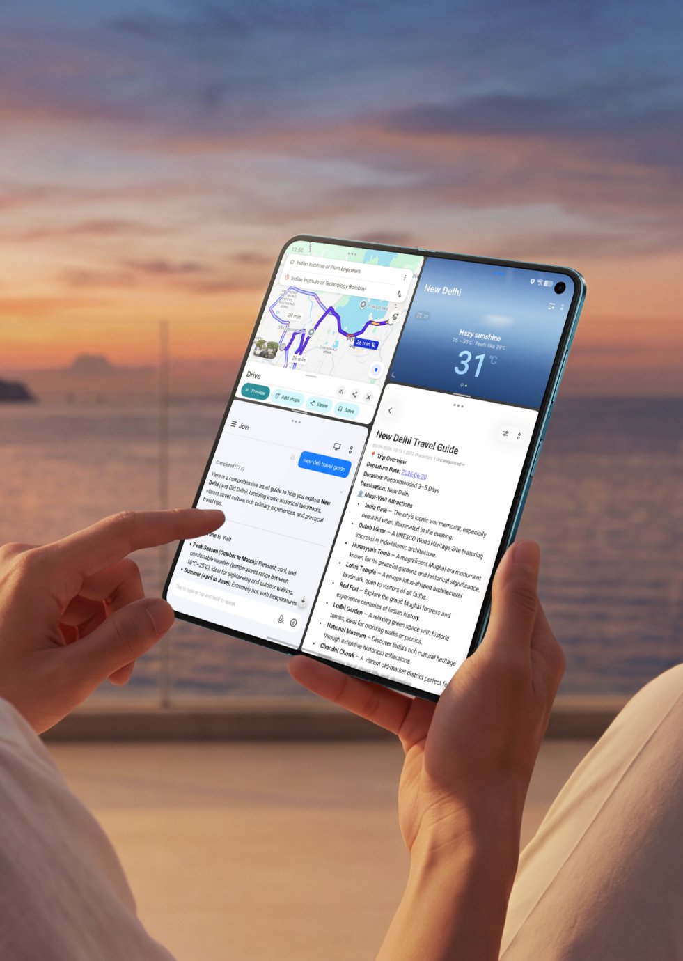 vivo X Fold6 with travel multi-split screen